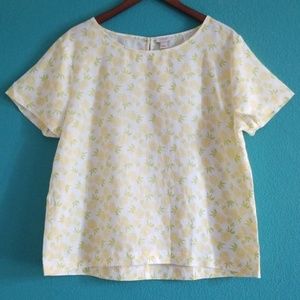 NWT J.Crew Pineapple Print Linen Blend Top